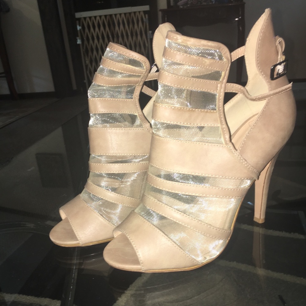 Strappy mesh heels